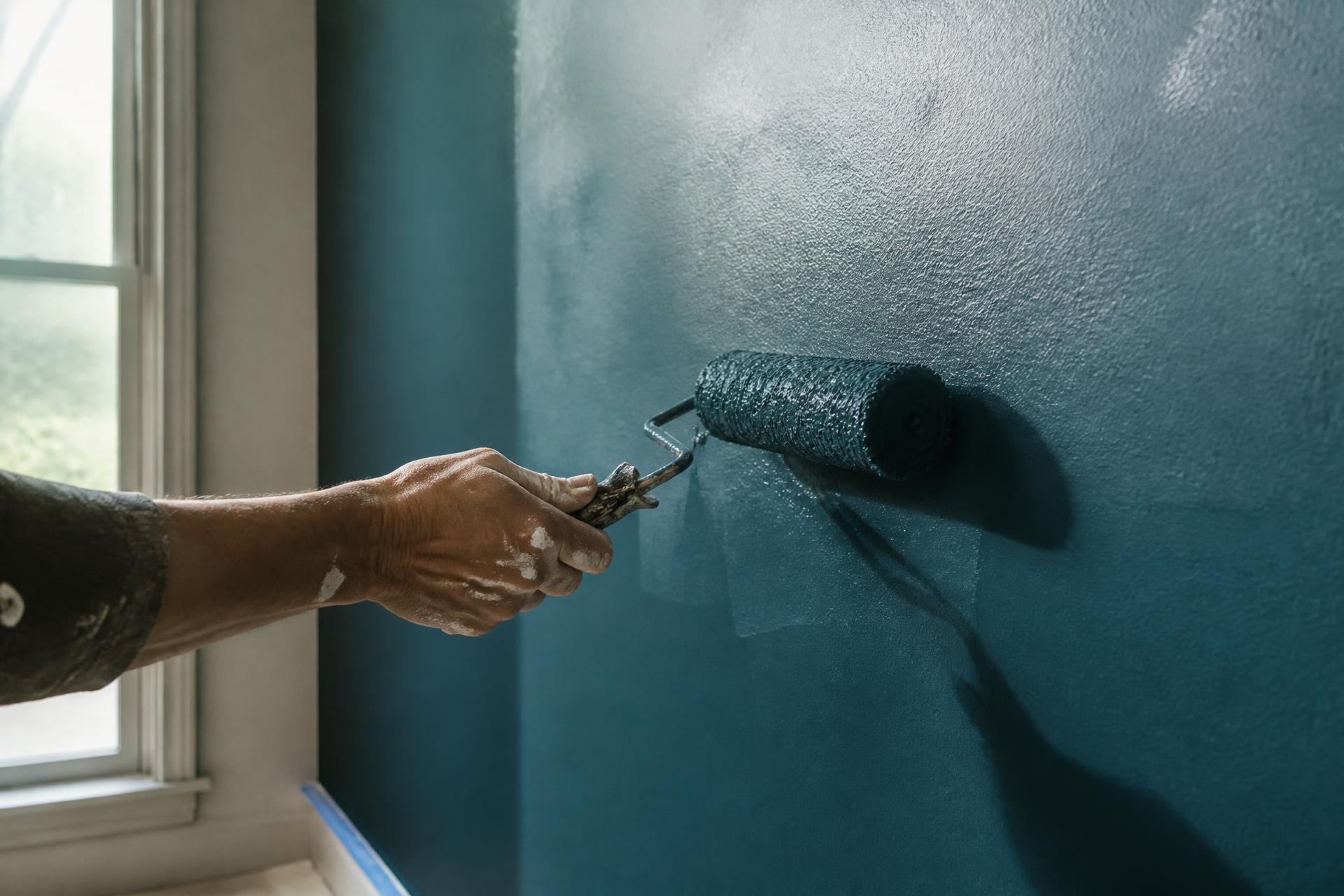 Parede pintada na cor Verde Atlântico